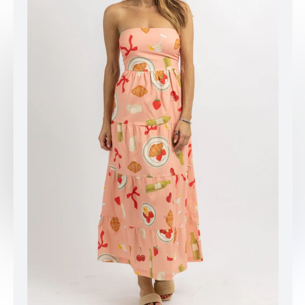 brunch croissant strapless midi dress